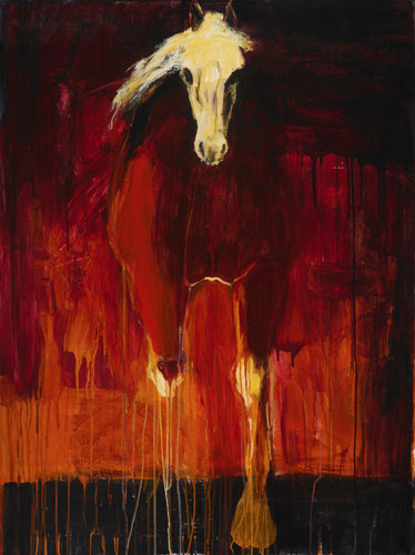horse running in the light