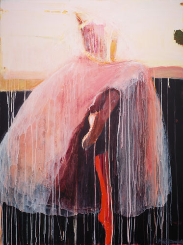 Dancer in the light with green spot